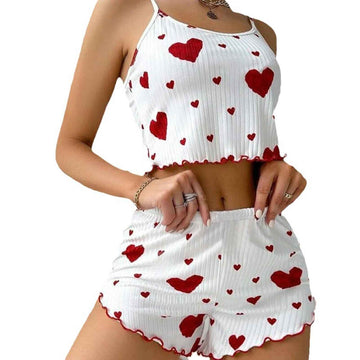 Sweet Heart Ribbed Pyjama Set