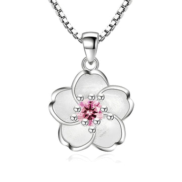 Flower Pendant Necklace in 925 Sterling Silver