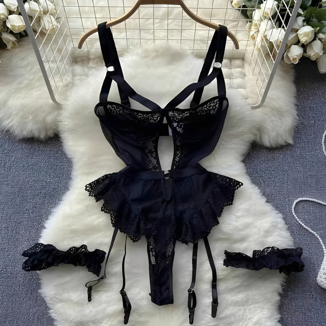 Azure Desire Lace Teddy Set