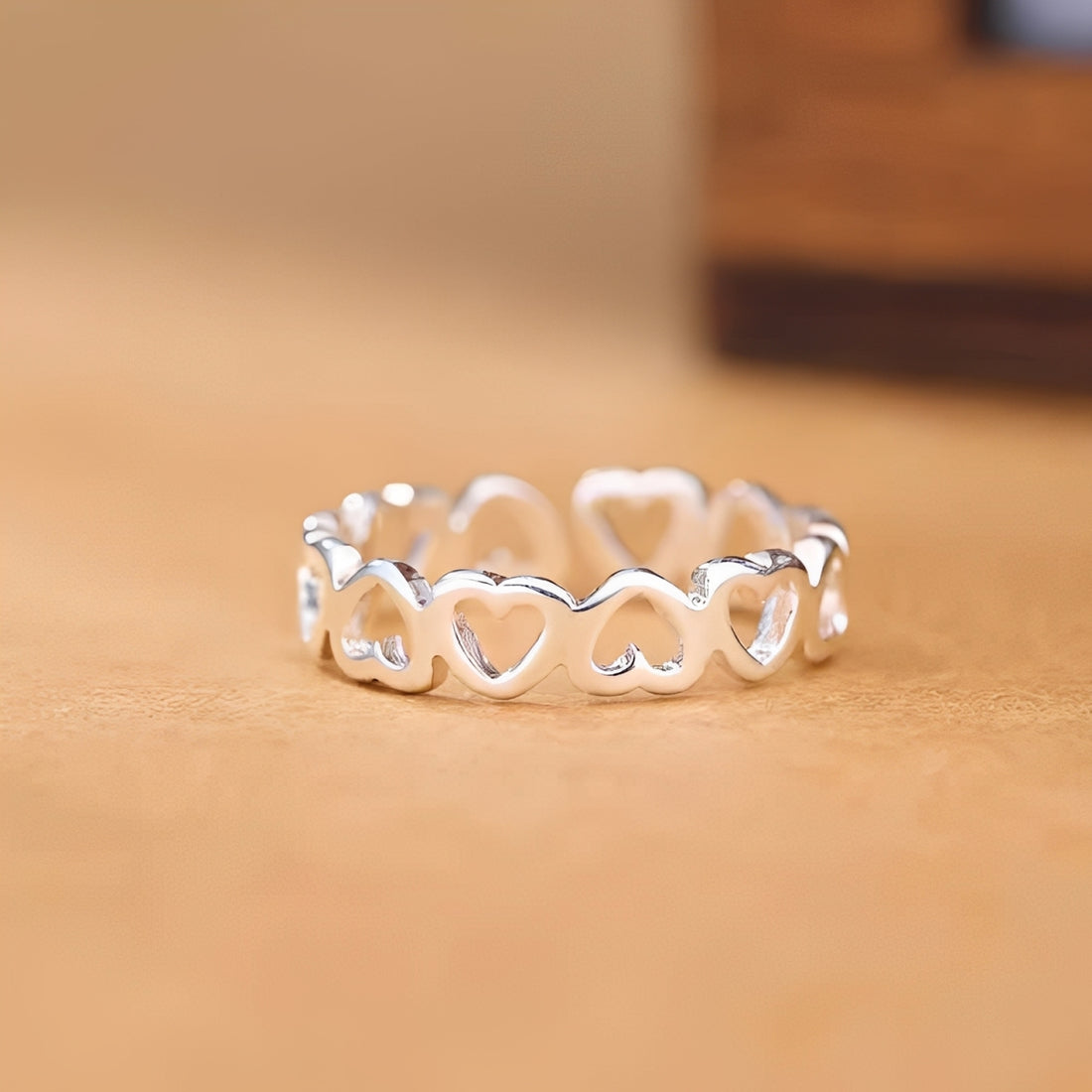 925 Sterling Silver Heart Ring – Adjustable Minimalist Band for Women