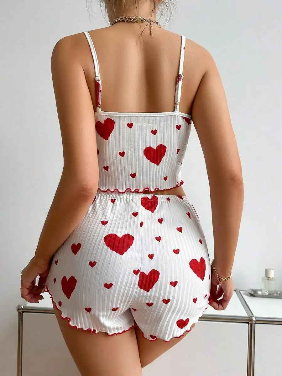 Sweet Heart Ribbed Pyjama Set