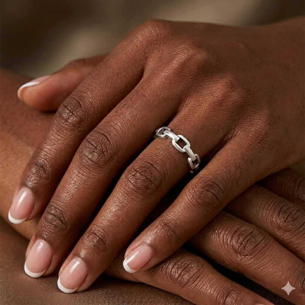 Minimalist Chain Link Ring – 925 Sterling Silver