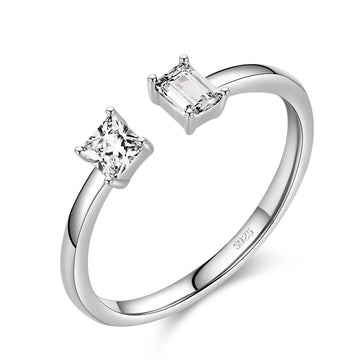 Dual Stone Open Ring – 925 Sterling Silver